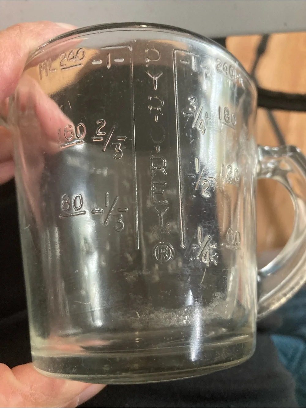 Pyr O Rey Clear Glass Measuring Cup w/Spout Handle Vintage Pyrorey Mexico